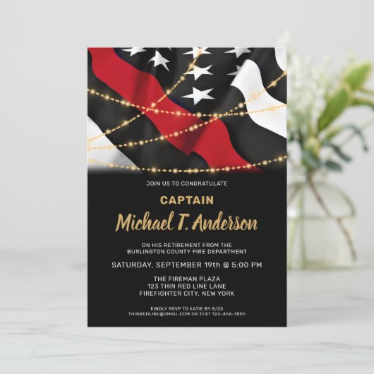 Firefighter Retirement American Flag Thin Red Line Kaart (Staand voorkant)