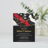 Firefighter Retirement American Flag Thin Red Line Uitnodiging Briefkaart (Staand voorkant)