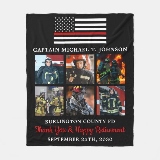 Firefighter Retirement Custom Photo Thin Red Line Fleece Deken (Voorkant)