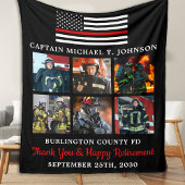 Firefighter Retirement Custom Photo Thin Red Line Fleece Deken
