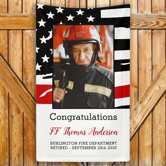 Firefighter Retirement Custom Photo Thin Red Line Spandoek