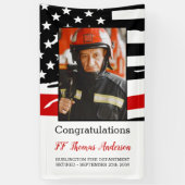 Firefighter Retirement Custom Photo Thin Red Line Spandoek (Verticaal)