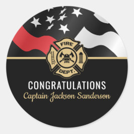 Firefighter Retirement Fire Department Flag Ronde Sticker