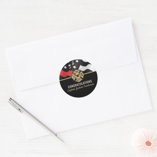 Firefighter Retirement Fire Department Flag Ronde Sticker (Envelop)