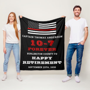 Firefighter Retirement Gift Custom Thin Red Line Fleece Deken