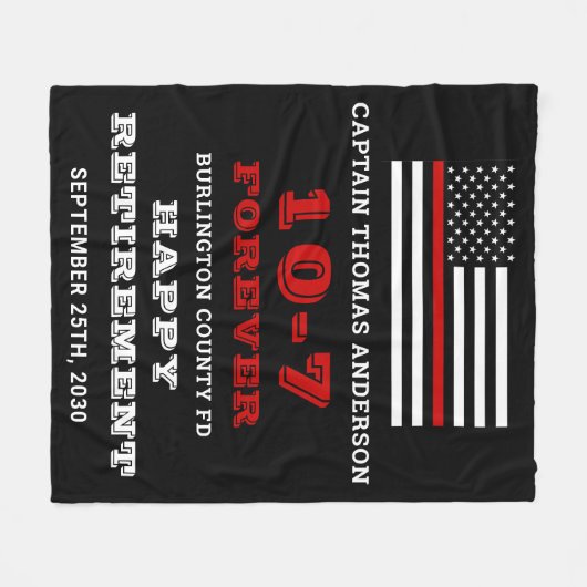 Firefighter Retirement Gift Custom Thin Red Line Fleece Deken (Voorkant (Horizontaal))