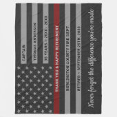 Firefighter Retirement Gift Thin Red Line Flag Fleece Deken (Voorkant)