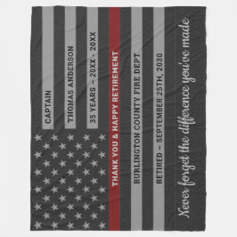 Firefighter Retirement Gift Thin Red Line Flag Fleece Deken