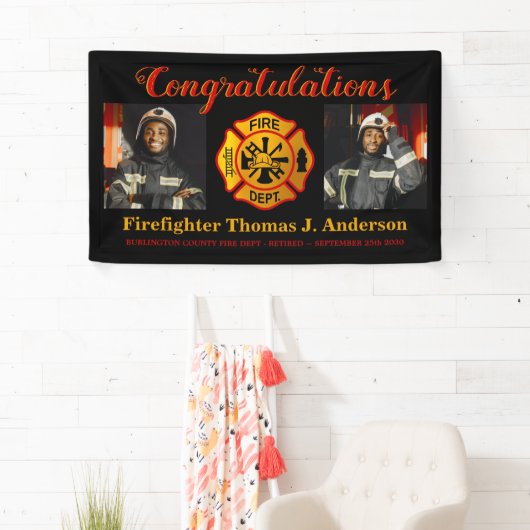 Firefighter Retirement Maltese Cross Custom Photo Spandoek (Insitu)