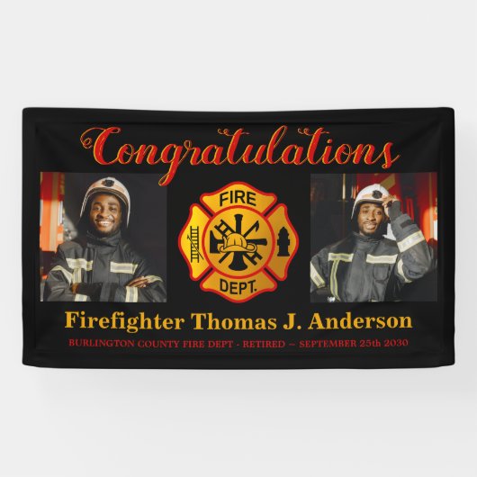 Firefighter Retirement Maltese Cross Custom Photo Spandoek (Horizontaal)