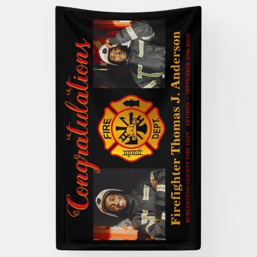 Firefighter Retirement Maltese Cross Custom Photo Spandoek (Verticaal)