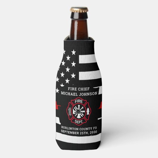 Firefighter Retirement Maltese Cross Thin Red Line Flesjeskoeler (Fles Voorkant)