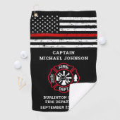 Firefighter Retirement Maltese Cross Thin Red Line Golfhanddoek (Insitu)