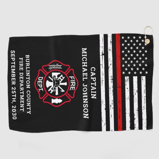 Firefighter Retirement Maltese Cross Thin Red Line Golfhanddoek (Horizontaal)