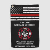 Firefighter Retirement Maltese Cross Thin Red Line Golfhanddoek (Voorkant)
