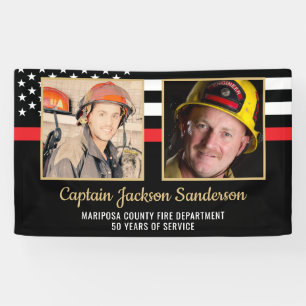 Firefighter Retirement Party Red Line Flag 2 Foto Spandoek