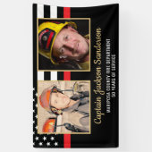 Firefighter Retirement Party Red Line Flag 2 Foto Spandoek (Verticaal)