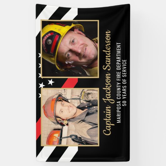 Firefighter Retirement Party Red Line Flag 2 Foto Spandoek (Verticaal)