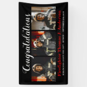 Firefighter Retirement Photo Collage Thin Red Line Spandoek (Verticaal)