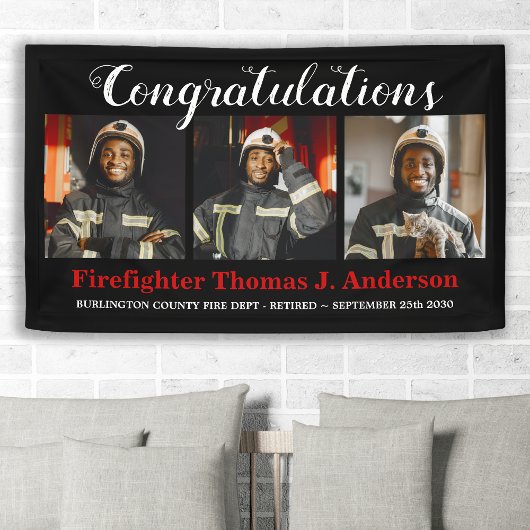 Firefighter Retirement Photo Collage Thin Red Line Spandoek