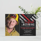 Firefighter Retirement Photo Thin Red Line Fireman Kaart (Staand voorkant)