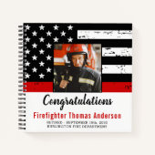 Firefighter Retirement Photo Thin Red Line Guest Notitieboek (Voorkant)