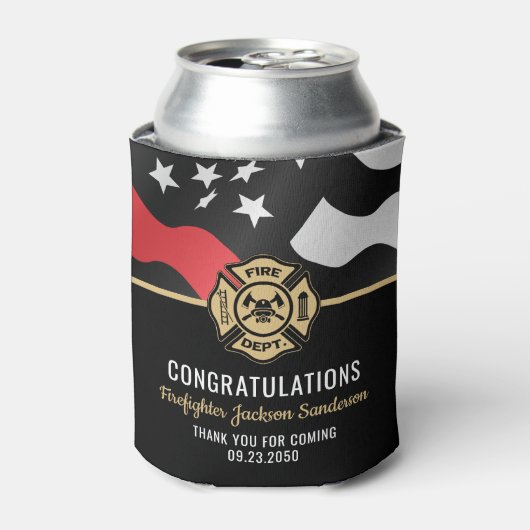 Firefighter Retirement Red Line Flag Fireman Blikjeskoeler (Blikje Voorkant)