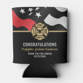 Firefighter Retirement Red Line Flag Fireman Blikjeskoeler (Achterkant)