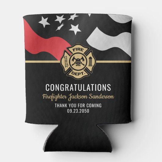 Firefighter Retirement Red Line Flag Fireman Blikjeskoeler (Achterkant)