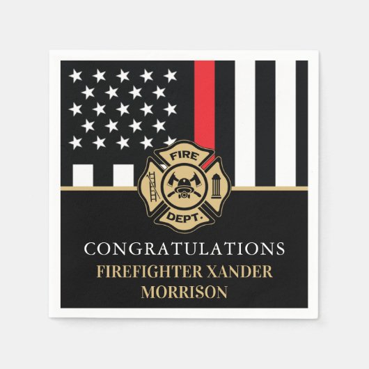 Firefighter Retirement Red Line Flag Fireman Servet (Voorkant)
