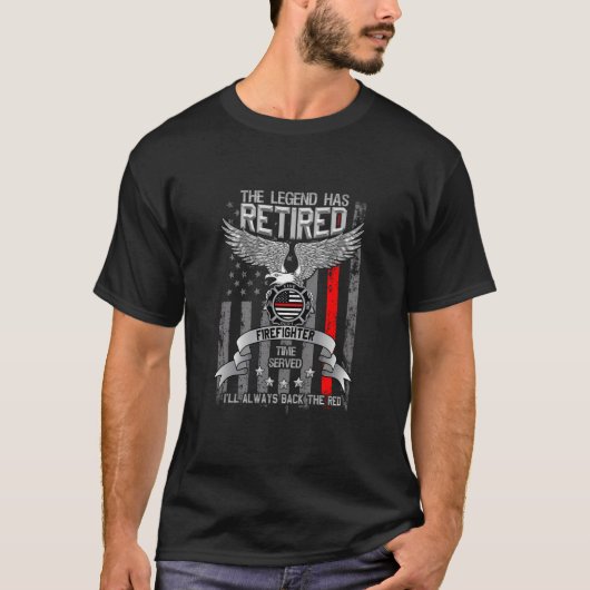 Firefighter Retirement Thin Red Legen T-shirt (Voorkant)