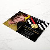Firefighter Retirement Thin Red Line Fireman Foto Folie Uitnodiging (Gedraaid)
