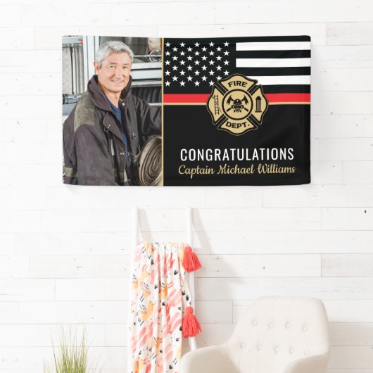 Firefighter Retirement Thin Red Line Fireman Foto Spandoek (Insitu)