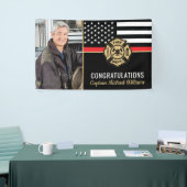 Firefighter Retirement Thin Red Line Fireman Foto Spandoek (Beurs)