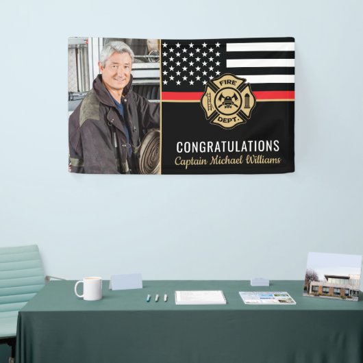 Firefighter Retirement Thin Red Line Fireman Foto Spandoek (Beurs)