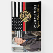 Firefighter Retirement Thin Red Line Fireman Foto Spandoek (Verticaal)