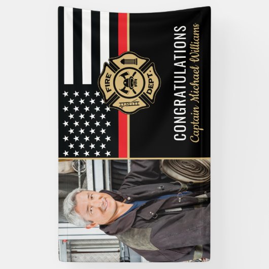 Firefighter Retirement Thin Red Line Fireman Foto Spandoek (Verticaal)