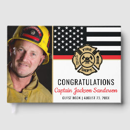 Firefighter Retirement Thin Red Line Flag Foto Gastenboek
