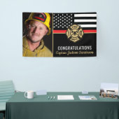 Firefighter Retirement Thin Red Line Flag Foto Spandoek (Beurs)