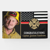 Firefighter Retirement Thin Red Line Flag Foto Spandoek (Horizontaal)