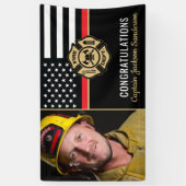 Firefighter Retirement Thin Red Line Flag Foto Spandoek (Verticaal)