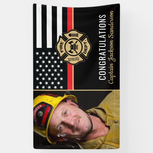 Firefighter Retirement Thin Red Line Flag Foto Spandoek (Verticaal)