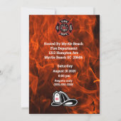 Firefighter Silhouette Flames Retirement Party Kaart (Achterkant)