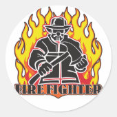 Firefighter Silhouette Ronde Sticker (Voorkant)