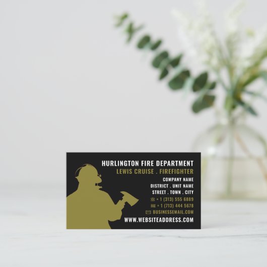 Firefighter Silhouette Visitekaartje (Staand voorkant)