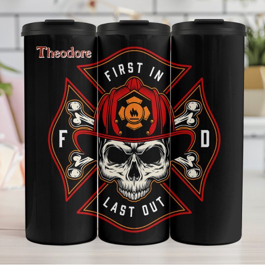 Firefighter Skull Maltese Cross Thermosbeker