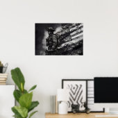 Firefighter Smoke Ink American Flag Tribute Poster (Thuiskantoor)