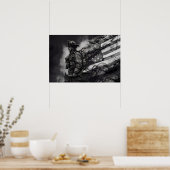 Firefighter Smoke Ink American Flag Tribute Poster (Keuken)