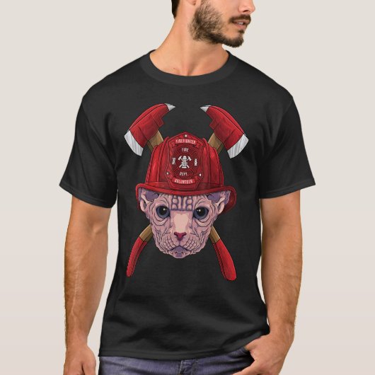 Firefighter Sphynx Fireman Boys Kids Fire Rescue C T-shirt (Voorkant)