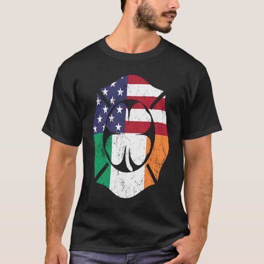 Firefighter St Patricks Day Irish American Flag Sh T-shirt (Voorkant)